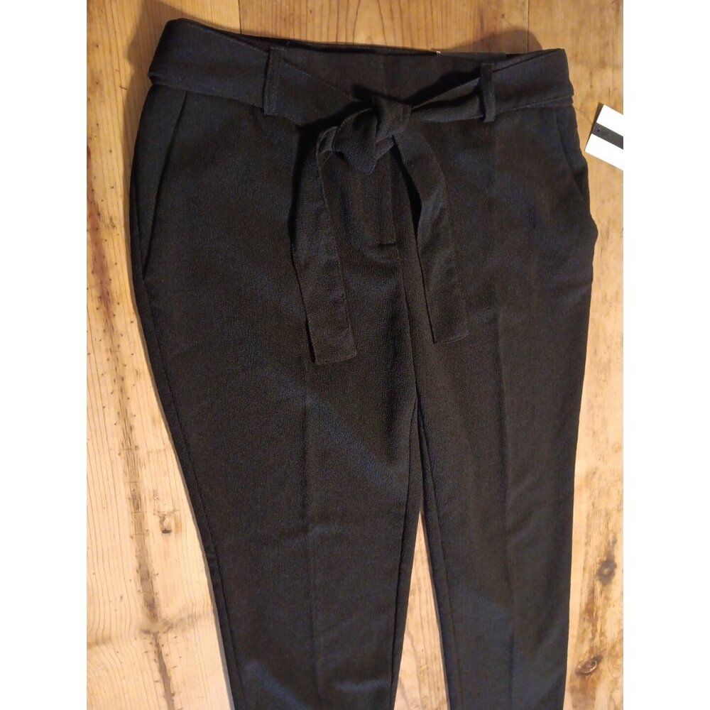 Nine West Womens 4 Slim Ankle High Rise Dress Pants Black Tie Sash Waist NWT $79 - Picture 2 of 7